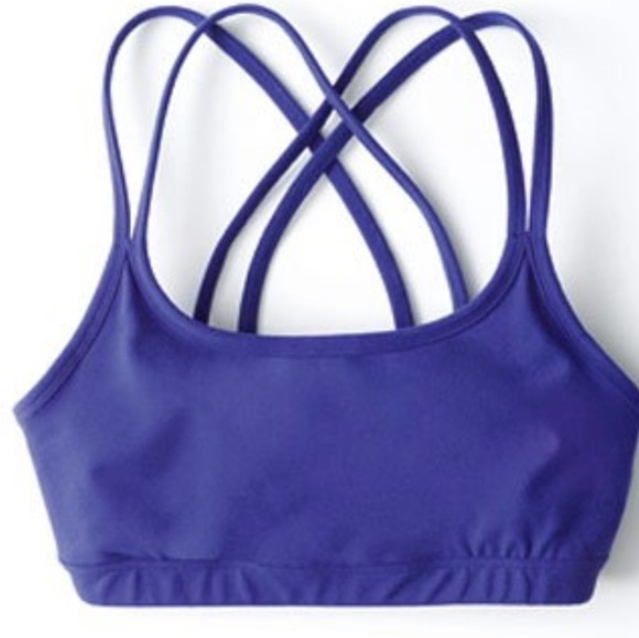 COBALT BLUE STRAPPED SPORTS BRALETTE CROP TOP - Picture 2 of 3
